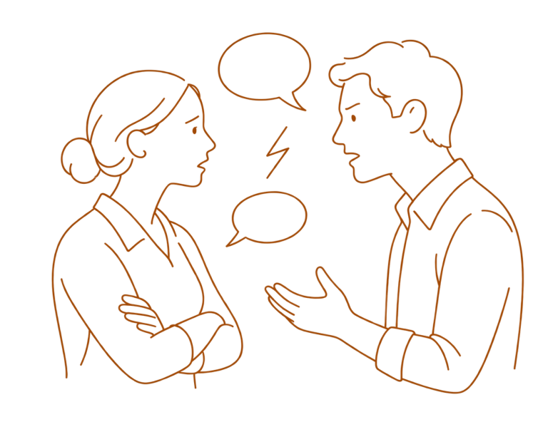 Canopée Médiation - Séparation / Couple Illustration d’un couple en désaccord – médiation de couple et séparation
